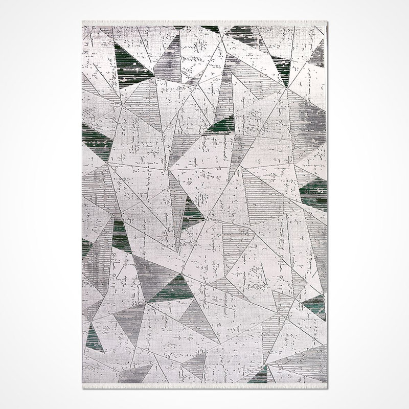 Tapis gris moderne / abstrait lavable à la machine, Rectangle de 2 pi 7 po x 5 pi