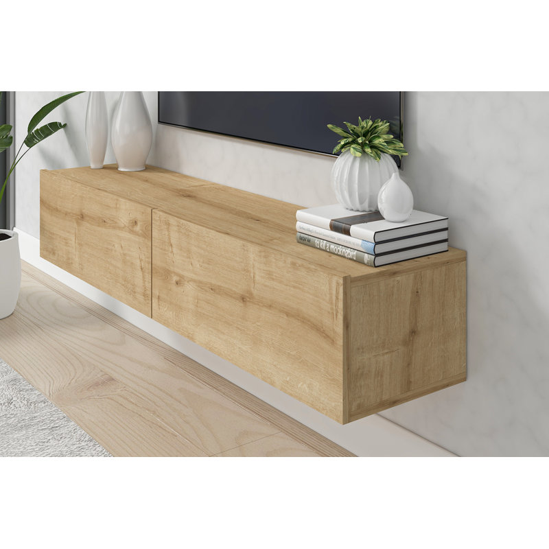 Alesandrini 53" Floating TV Stand Up to 70" TV's Wall Mounted Media Console, Oak