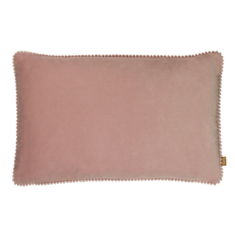 Cosmo Velvet Pom Pom Filled Cushion, Grey, Down