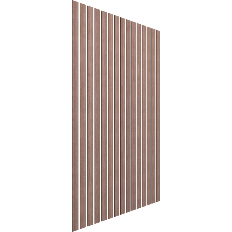 Adjustable Wood Slat Wall Panel Kit, 3"W x 47"H x 0.375"T, Walnut