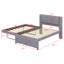 Lit plateforme tapissier avec lit gigogne, lit gigogne pouvant être plat ou érigé-1303824958
