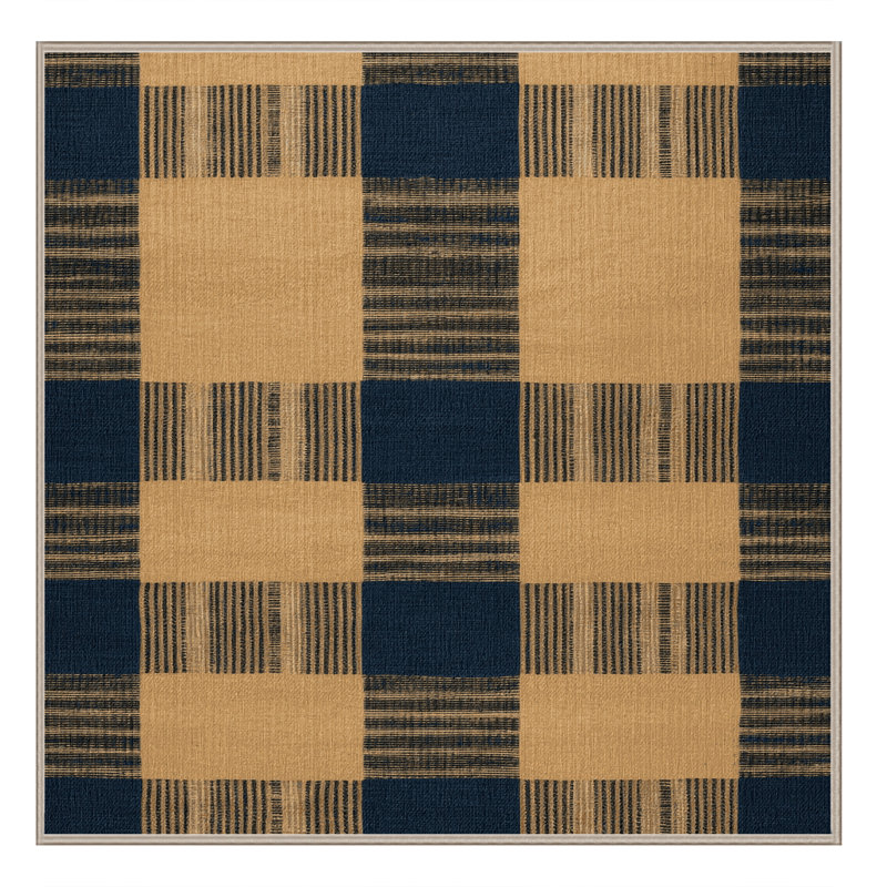 Machine Washable Checkered Brown Area Rug, Square 8'