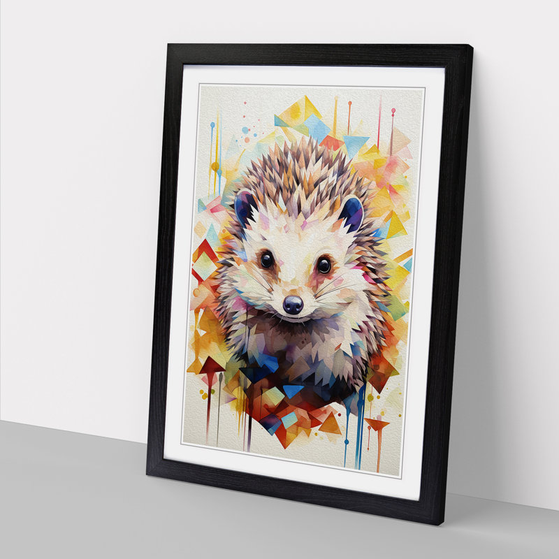 Hedgehog Geometric Art - Framed Print