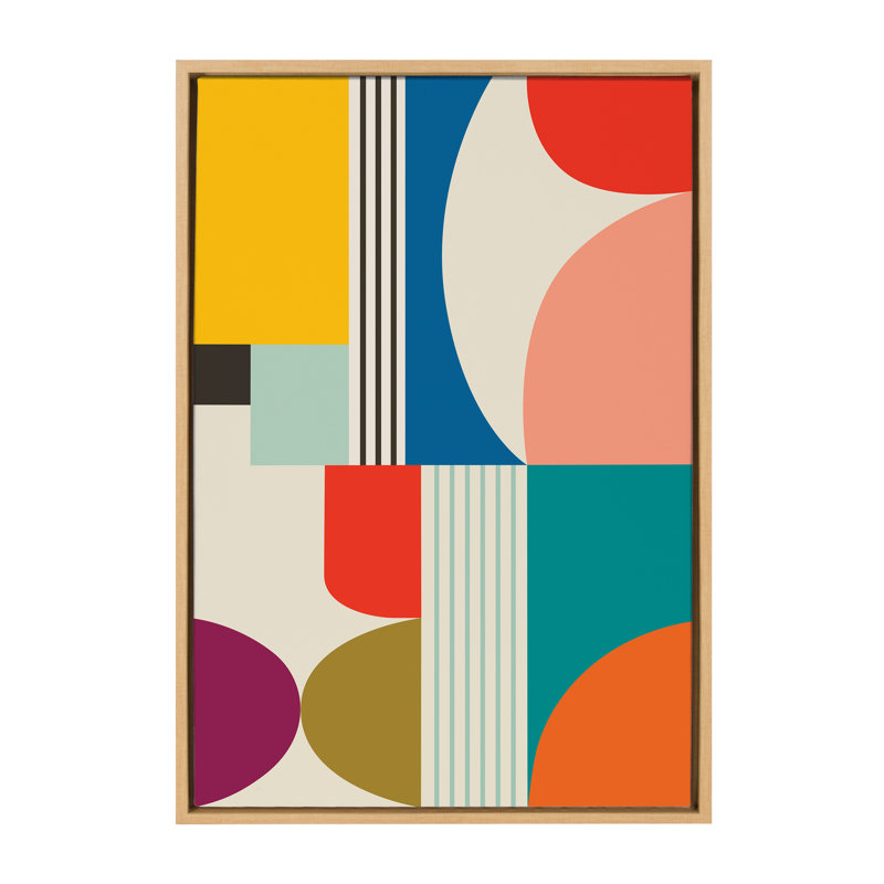 «Mid Century Modern Pattern» par Rachel Lee, 3 oiseaux, reproduction d'art sur toile encadrée, Brun, H 33 po x l 23 po