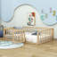 Lit plateforme en bois Hajer avec clôture et porte-657190977-657190991