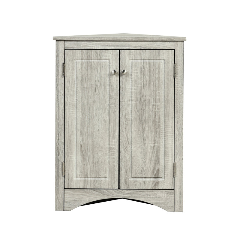 Armoire triangulaire avec tablettes réglables - Charme en chêne autoportant pour la salle de bain, Oak