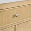 Meuble-lavabo double Rian de 213 cm (84 po) en chêne scandinave, sans comptoir ni lavabo, garniture en nickel brossé