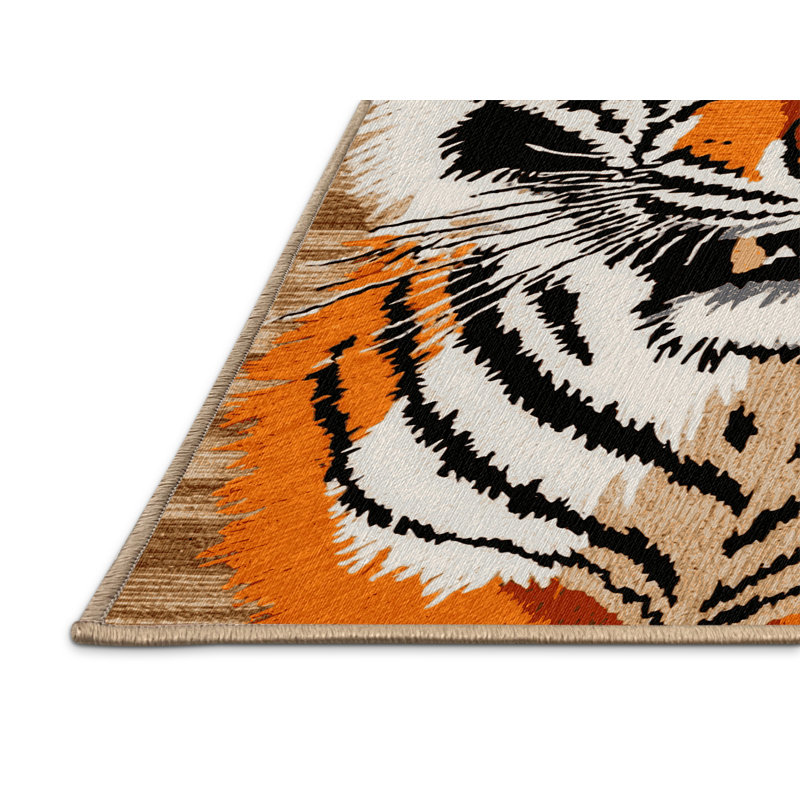 Washable Siberian Tiger Big Cats Area Rug, Rectangle 6' x 9'