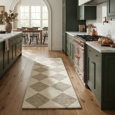 Rug Branch Sepia 3' X 10' (2'7'' X 10') Beige/Brown Geometric Indoor Runner Rug, Contemporary, Medium Pile, Stain-Resistant Hallway Carpet - Entryway