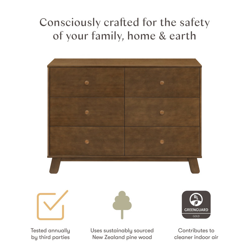 Hudson Modern 6-Drawer Assembled Double Dresser, Brown