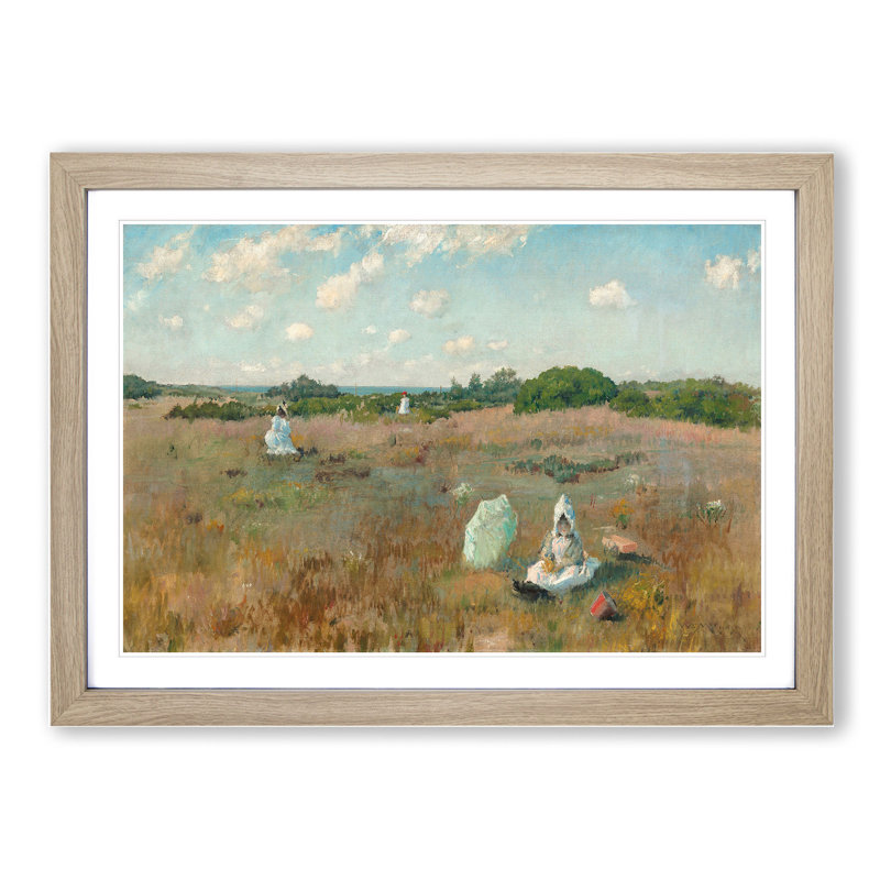 Gathering Autumn Flowers by William Merritt Chase - Picture Frame Painting, Oak Framed, 36cm H x 48cm W x 2cm D