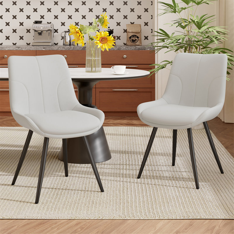 Ensemble de 2 chaises de salle à manger rembourrées, chaises modernes avec pieds en métal, chaises de cuisine avec dossier pour salle à manger