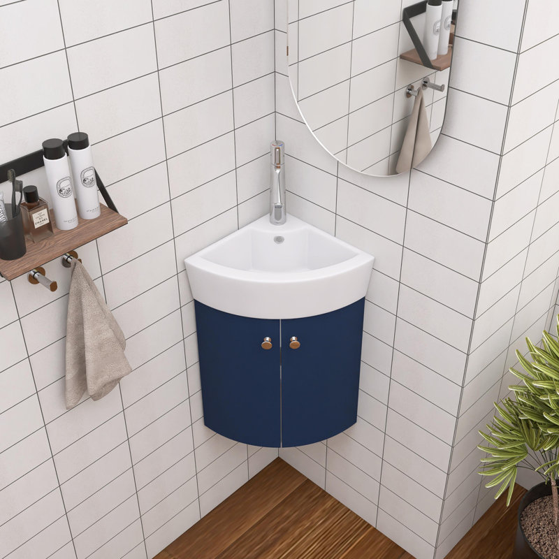 Meuble-lavabo mural simple 16 po avec comptoir en céramique 16 po