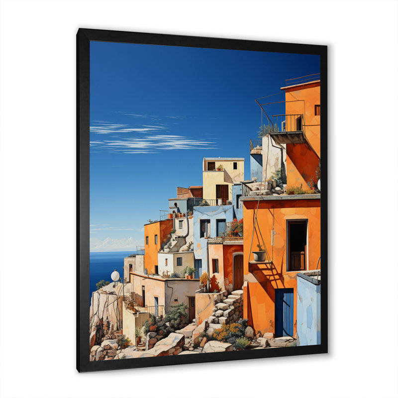 Italie, tons terre cuite, Fontanas, H 40 po x l 30 po x P 1,5 po, Cadre photo noir