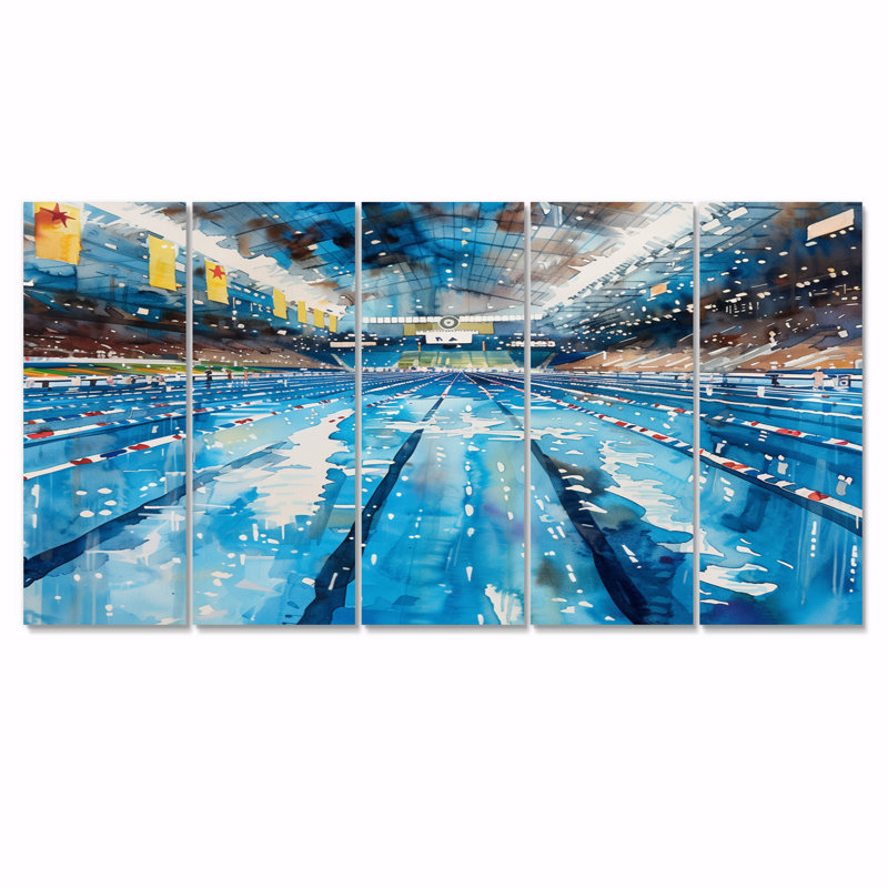 «Piscine olympique avant la course I», ensemble de reproduction d'art mural, H 28 po x l 60 po