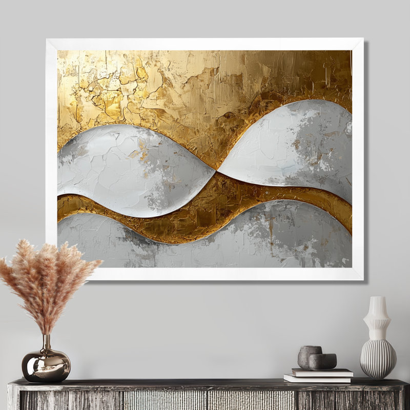 Amaro IV - Abstract Large Wall Art, Cadre simple, H 12 po x l 20 po, Blanc