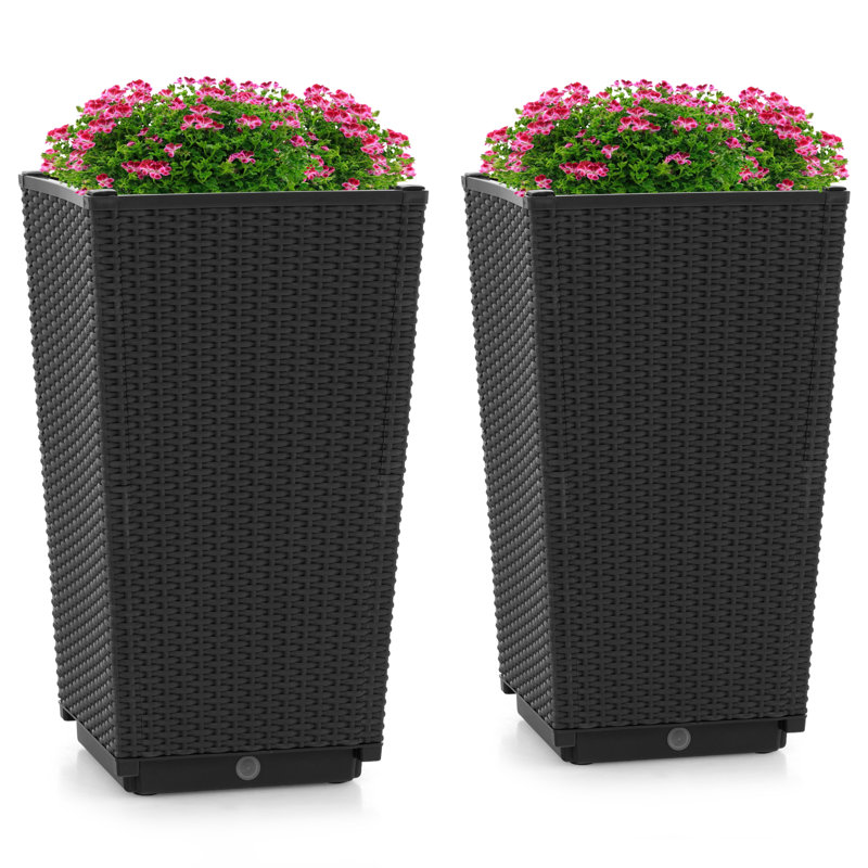 Ensemble de pots à fleurs 2 pièces, Noir