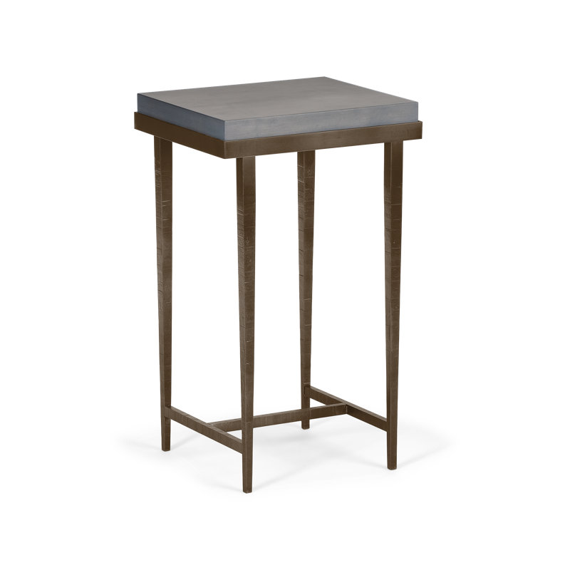 Wick Solid Wood Top Side Table, Bronze, Gray Maple