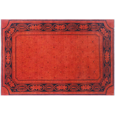 Tapis de zone en laine noué la 5 pi 11 po x 8 pi 11 po one-of-kind-orange Baca