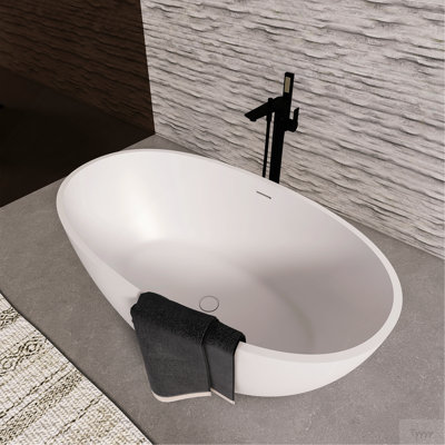 55 Inch Freestanding Solid Surface Soaking Bathtub For Bathroom