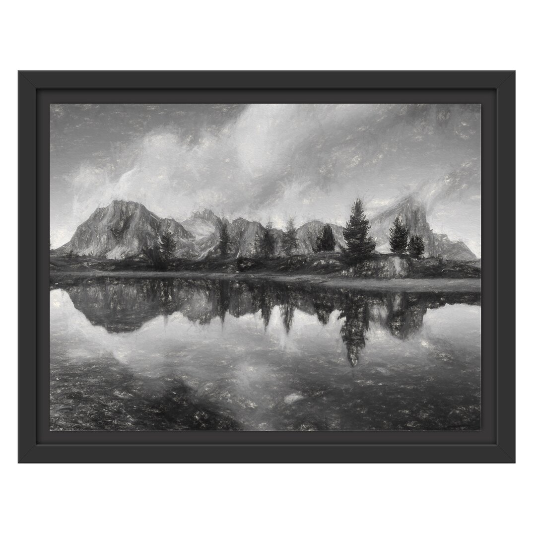 Gerahmtes Wandbild Dolomiten am See Limides