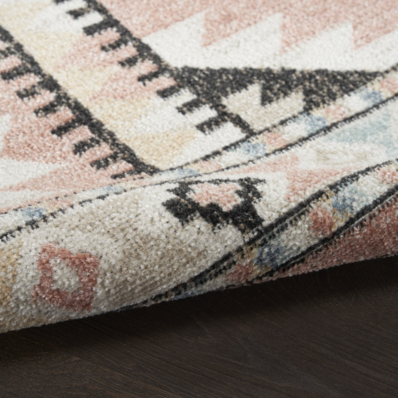 Lajeune Southwestern Machine Washable Area Rug in Beige, Rectangle 5'3" x 7'