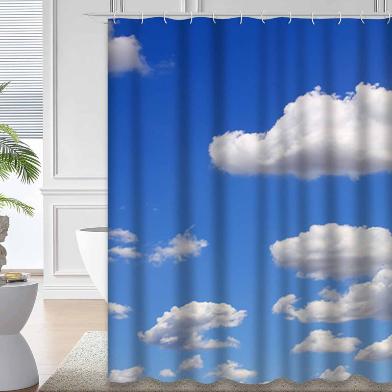 Rideau de douche bleu imperméable, rideaux de douche pour la salle de bain avec 12 crochets, 72" L x 84" W