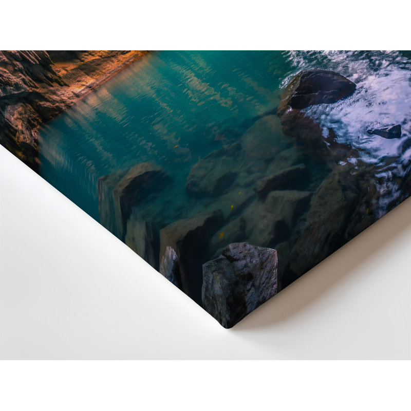 Toile, art de la grotte sous-marine à couper le souffle illuminée par des arbres éthériques d'art mural, H 30 po x l 30 po