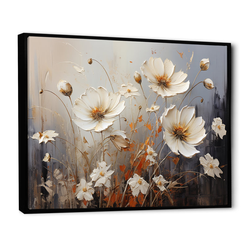 Champ captivant de fleurs I - reproduction, Cadre flottant noir, H 30 po x l 40 po