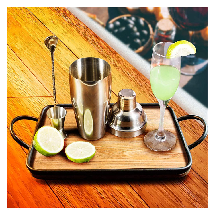 Prep & Savour 24oz Cocktail Shaker Bar Set - Professional Margarita Mixer  Drink Shaker And Measuring Jigger & Mixing Spoon Set - Professional  Stainless Steel Bar Tools Built