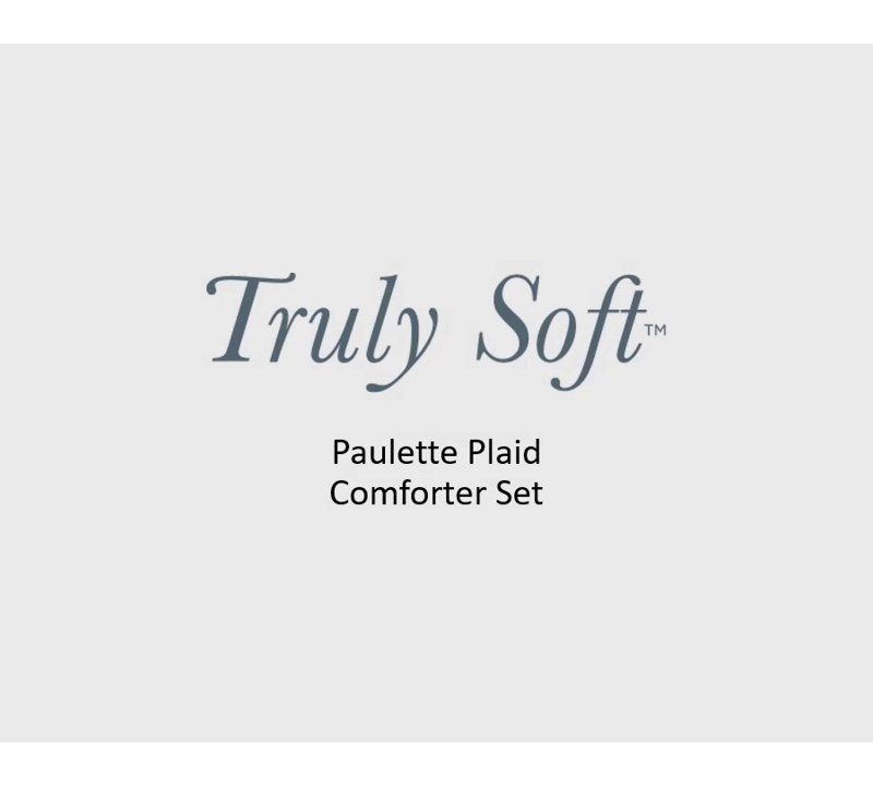 Taupe Plaid Microfiber Full Comforter Set with Shams