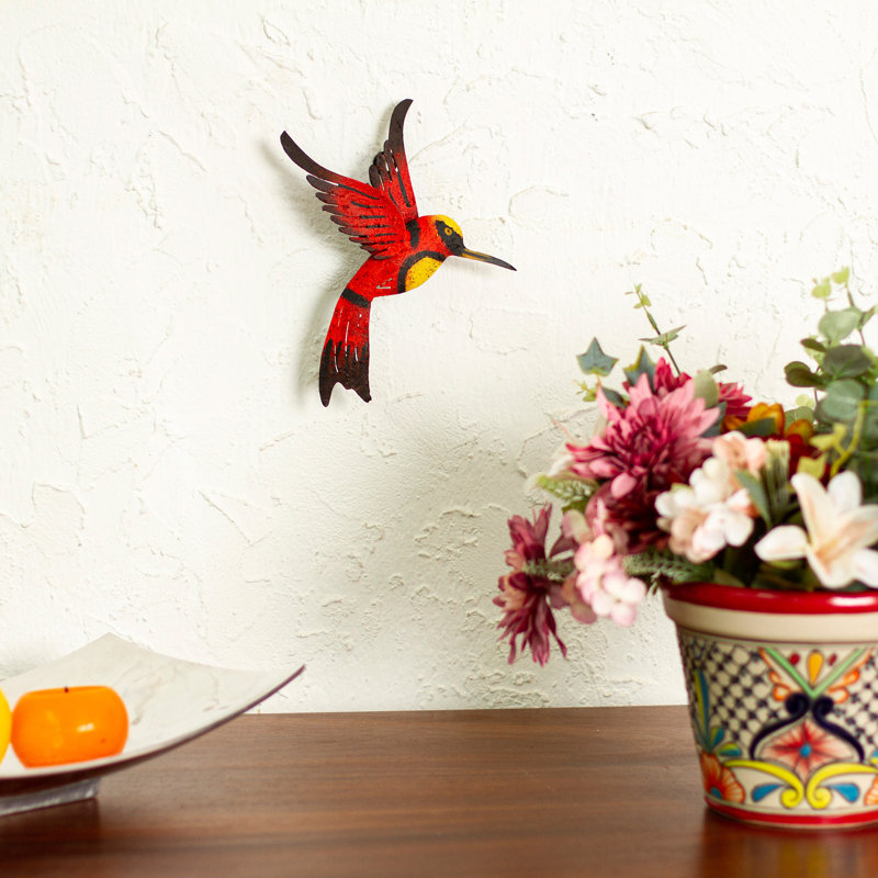 Décoration murale petite sculpture colibri en fer