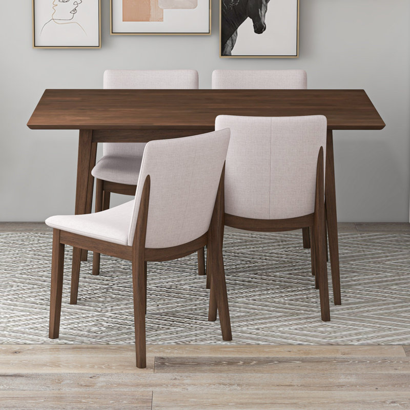 Keiran-Neely 4 - Person Solid Wood Solid Wood Top Four Leg Dining Set, Beige