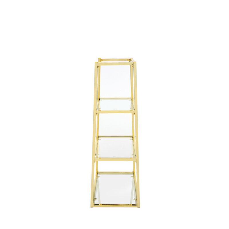 46cm W Iron Ladder Bookcase, Gold, 106.5cm H x 46cm W x 38cm D