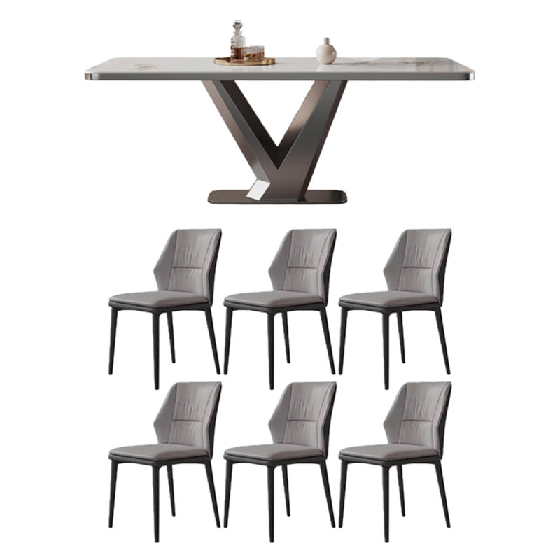 Table de salle à manger rectangulaire, 7 pièces : table, 6 chaises, H 29,53 po x l 62,99 po x P 31,5 po