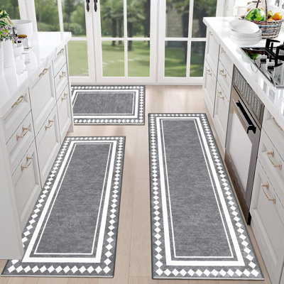 Kitchen Rugs,Non Slip Washable Boho Kitchen Rugs and Mats  Sets of 3