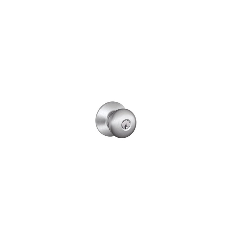 Plymouth F Series Keyed Entry Knobset with Round Rosette, Satin Nickel