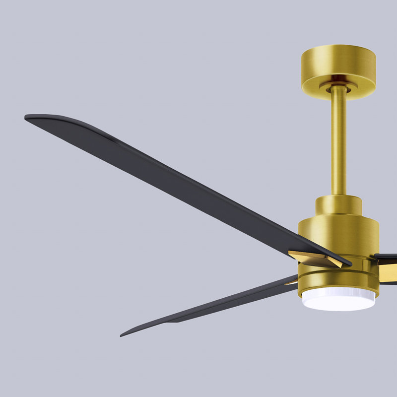 Ventilateur de plafond Alessandra, Noir mat, Laiton brossé, 56"
