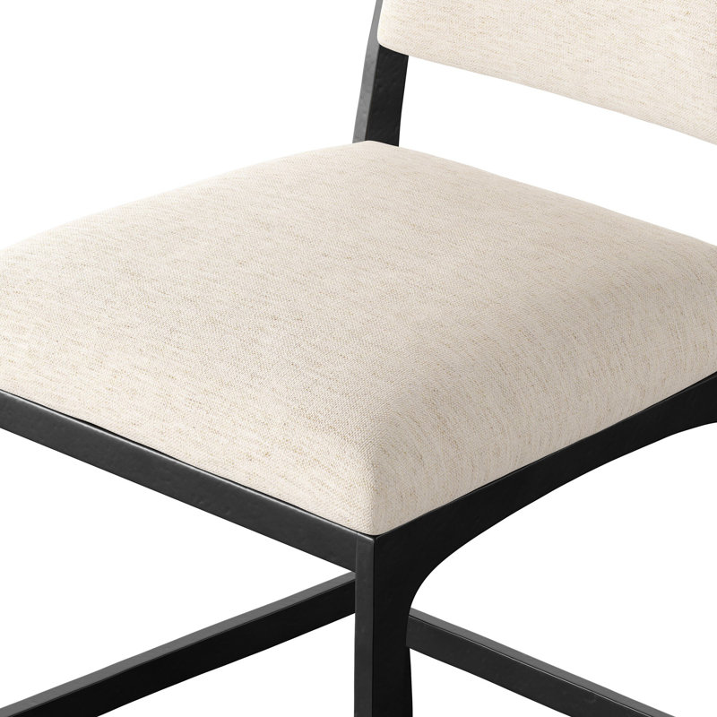 Valeene Upholstered Bar Stool with Metal Frame, Crypton Nomad Snow, Bar