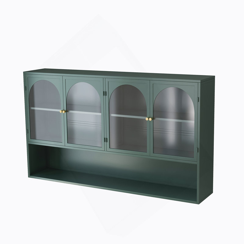 47.25" Four-Door Glass Wall Cabinet Storage, Wall-Mounted,Suitable, Green