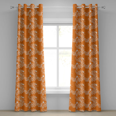 Red Barrel Studio® Orange Grommet Curtain 2-Panel Window Drapes, 50"x120", Marigold White