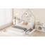  Grand lit plateforme avec garde-corps et deux compartiments spacieux sous le lit, blanc-496890004