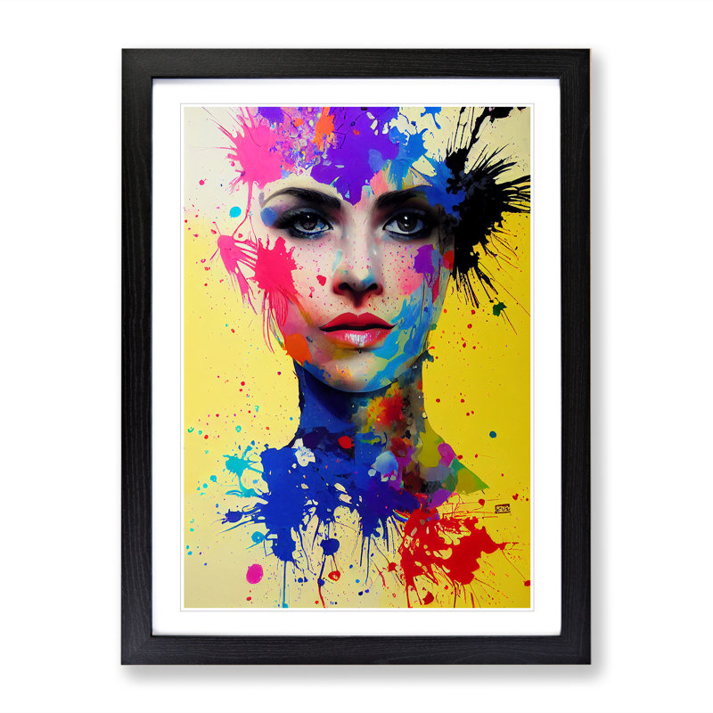 Paint Splashed Woman - Framed Print, Black, 64cm H x 46cm W x 2cm D