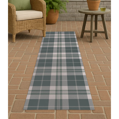 Tartan Block Non-Slip Outdoor Rug