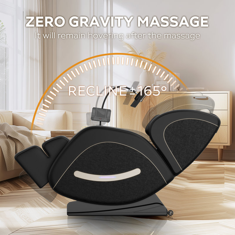 CloudRest Zero Gravity Full Body Massage Chair with Heat Foot Rollers Bluetooth Audio and 5 Auto Modes, Black