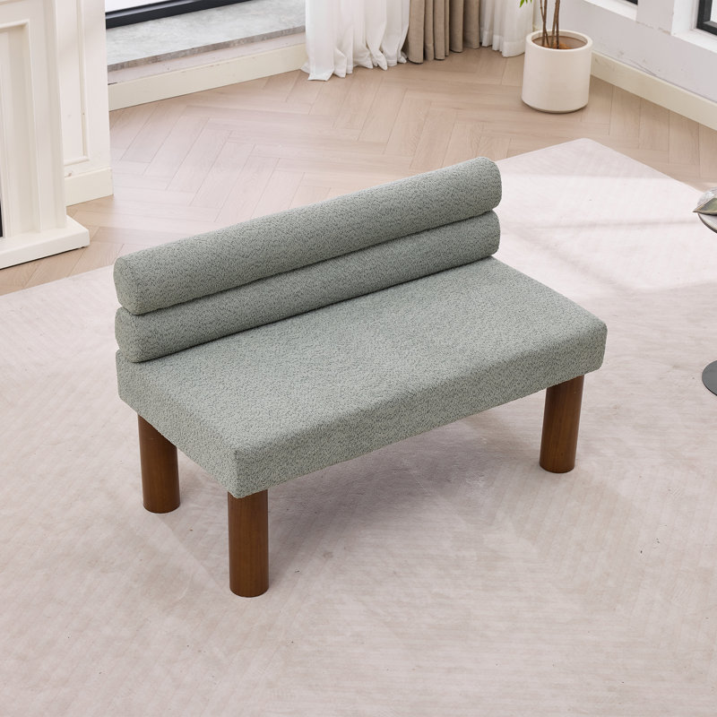 Boucle Upholstered Bench, Green