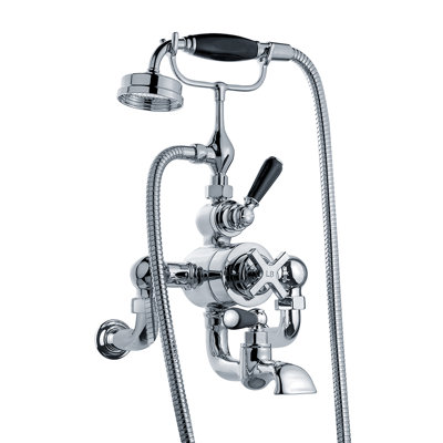 Mackintosh Double Handle Wall Mounted Thermostatic Bath/Shower Mixer with Tub Faucet and Handshower