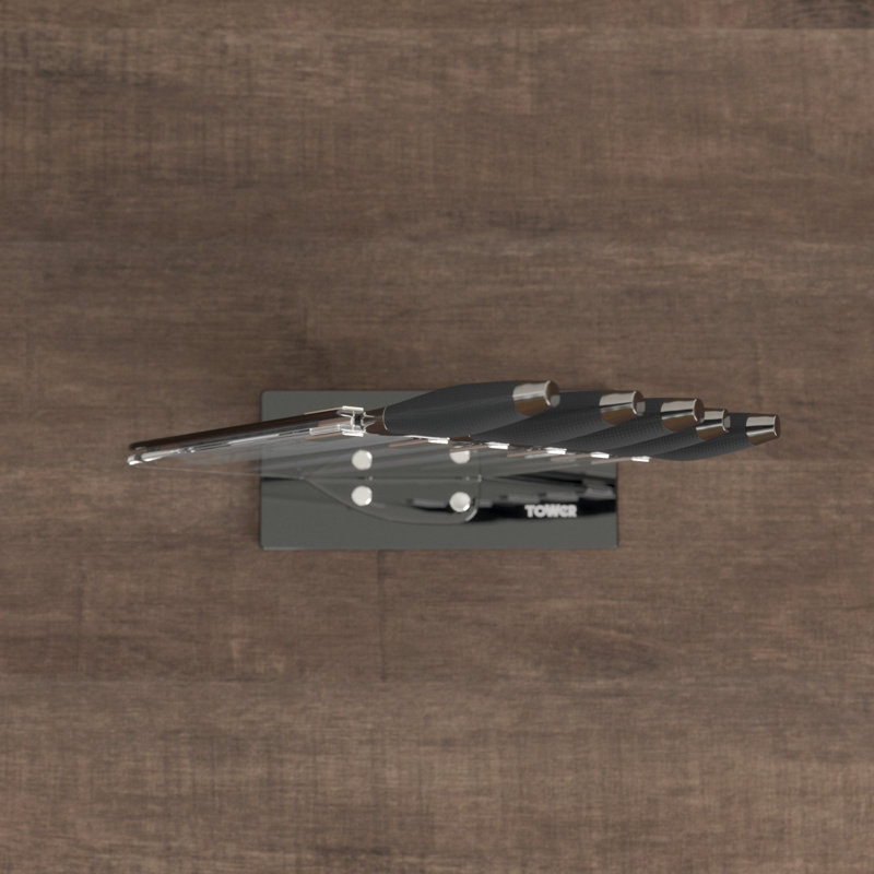 Tower Damascus 6 Piece Stainless Steel Knife Block Set