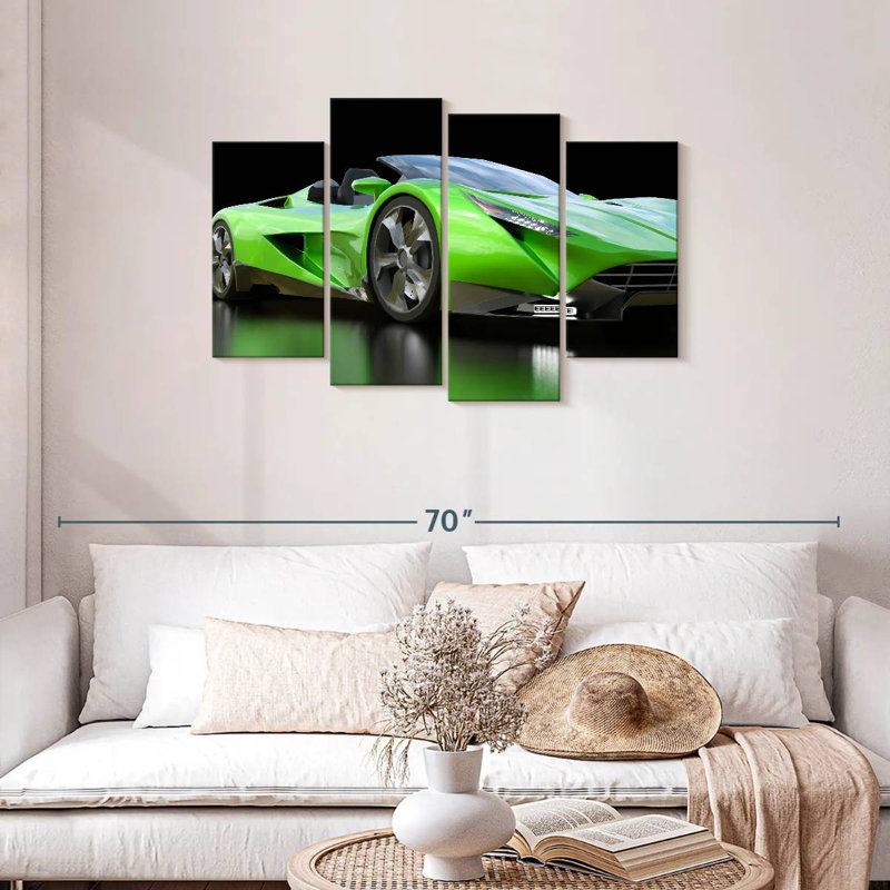 Voiture de sport verte Mehar, H 27 po x l 43 po