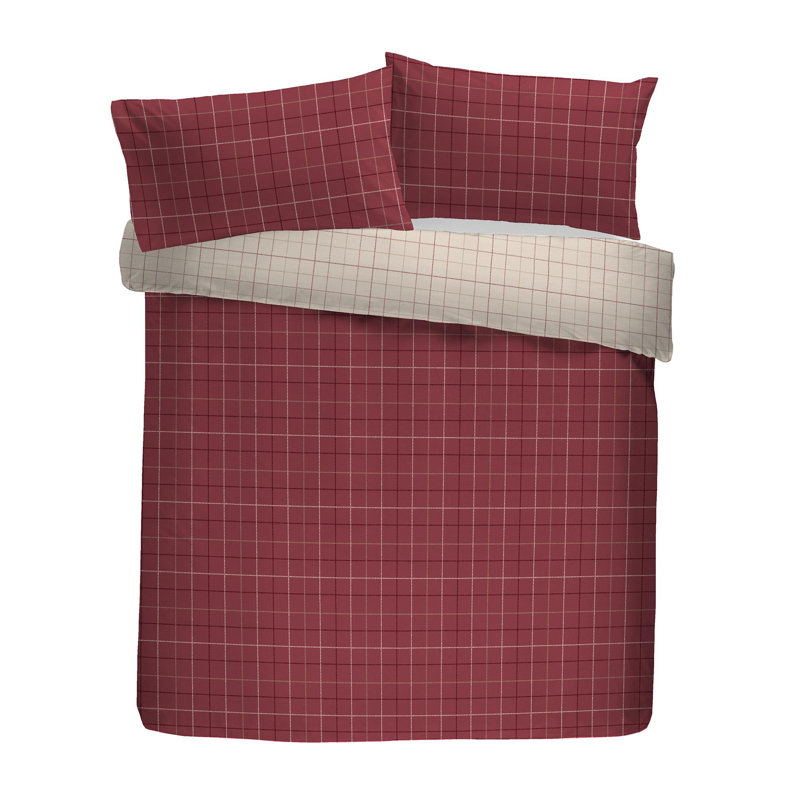 Cotton Chequered Duvet Cover Set with Pillowcases, Single Duvet Cover + 1 Standard Pillowcase
